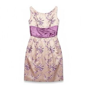 Chic Floral Mini Dress in Purple and Cream